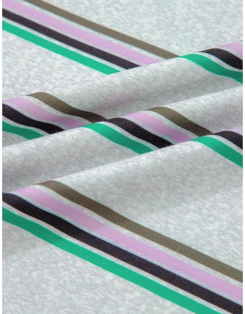 Purple Stripe Oversize Drop Shoulder Long Sleeve Casual Top