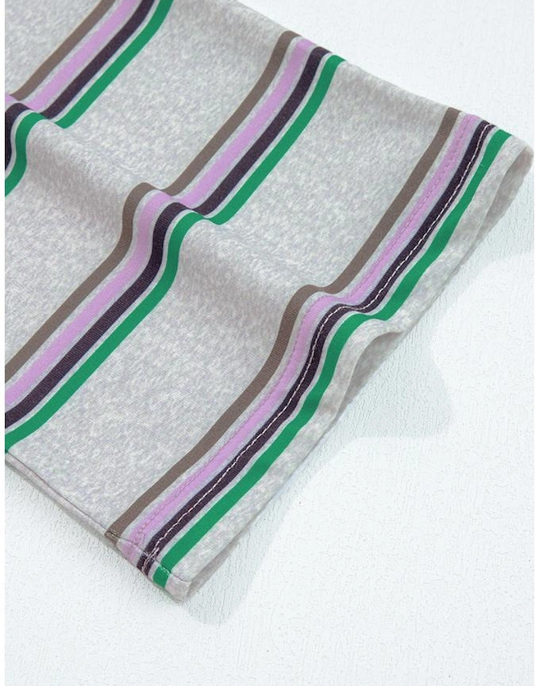 Purple Stripe Oversize Drop Shoulder Long Sleeve Casual Top