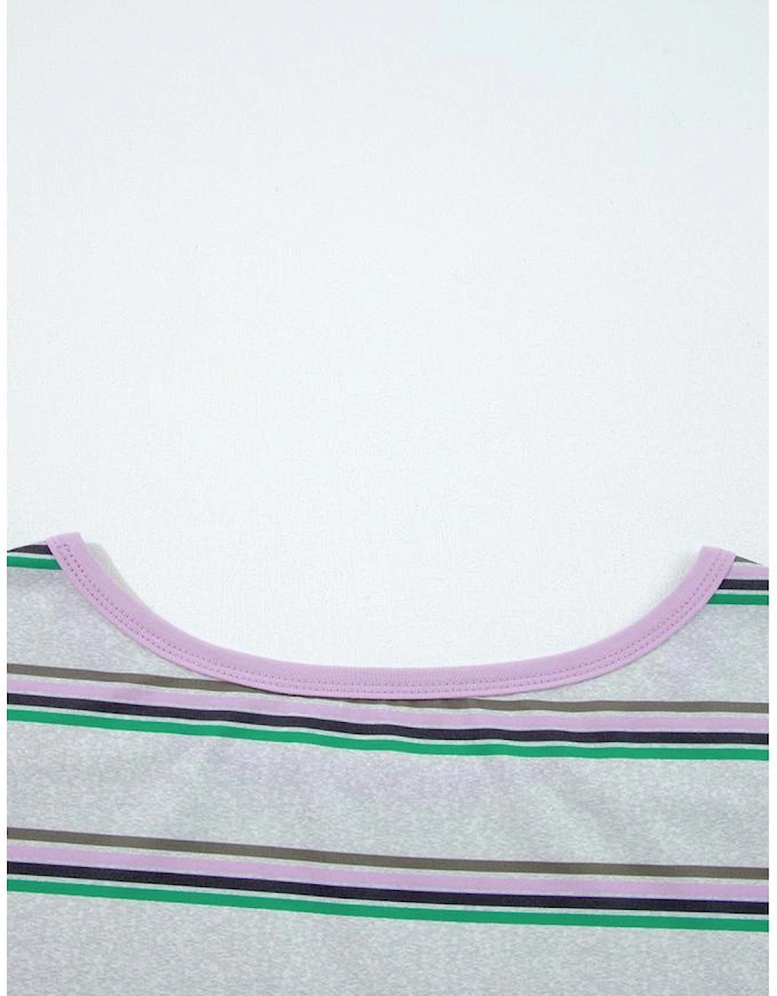 Purple Stripe Oversize Drop Shoulder Long Sleeve Casual Top