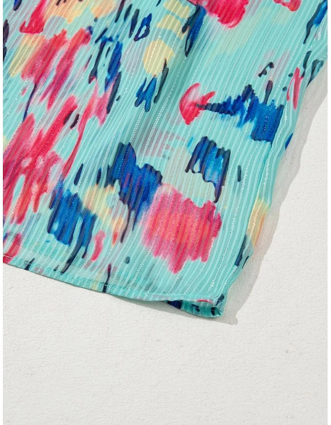 Sky Blue Abstract Print Short Puff Sleeve Tiered Maxi Dress