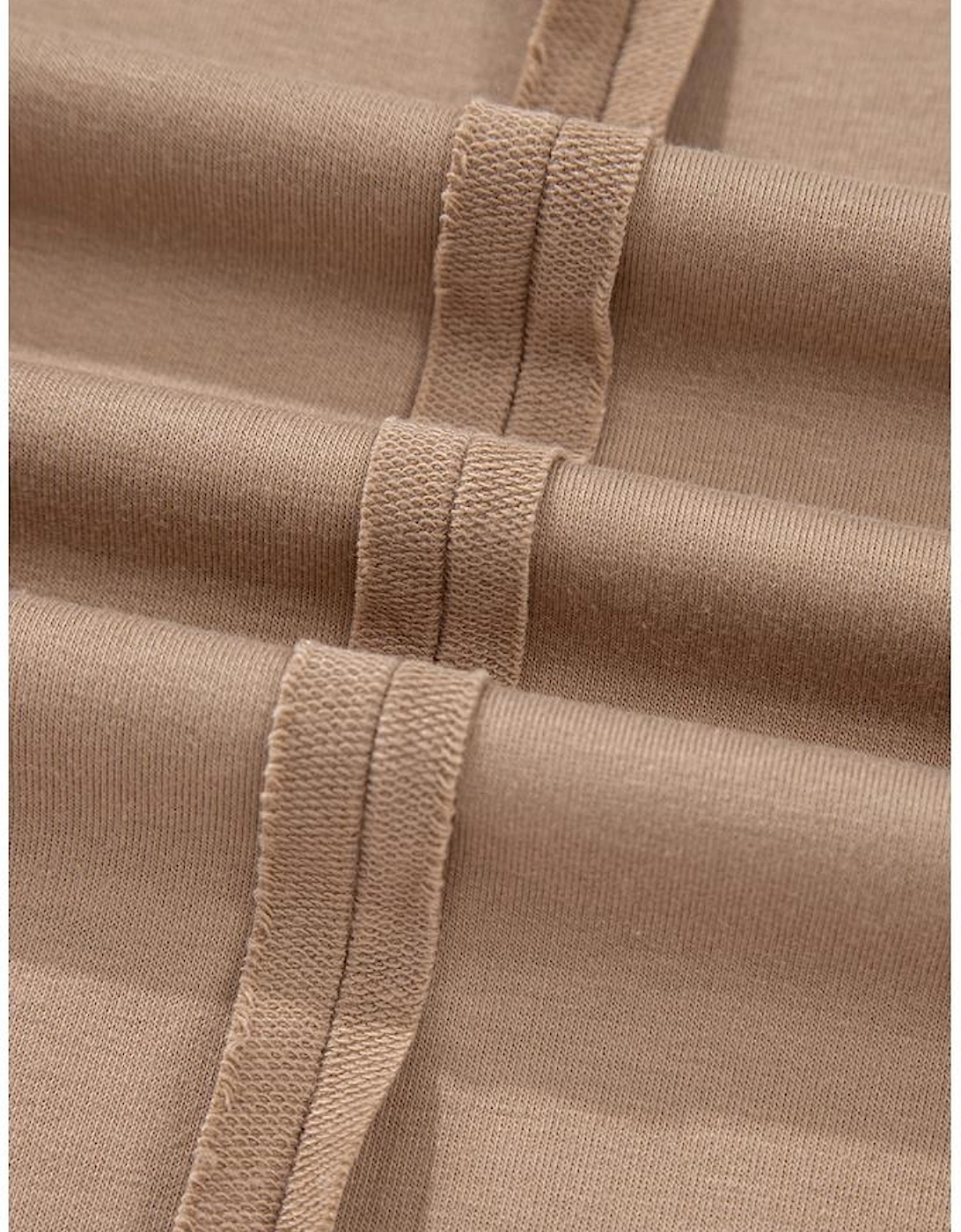 Light French Beige Flower Striped Patchwork Puff Sleeve Loose Sweatshirt