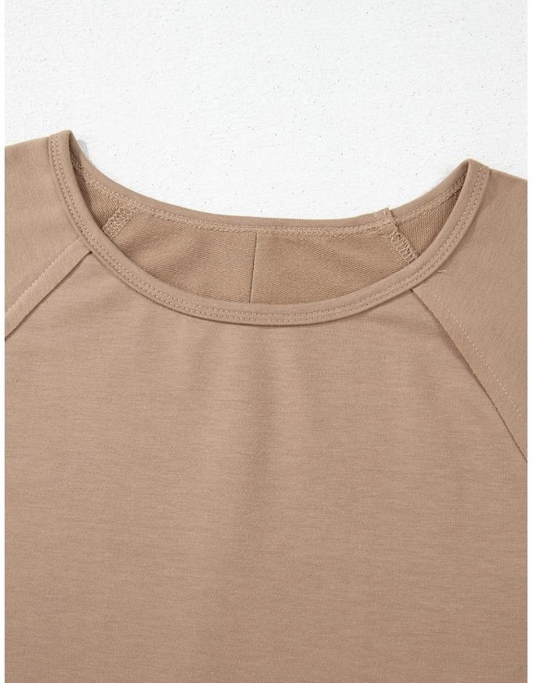 Light French Beige Flower Striped Patchwork Puff Sleeve Loose Sweatshirt