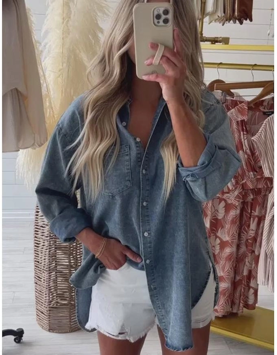 Sky Blue Vintage Washed Chest Pocket Denim Shirt