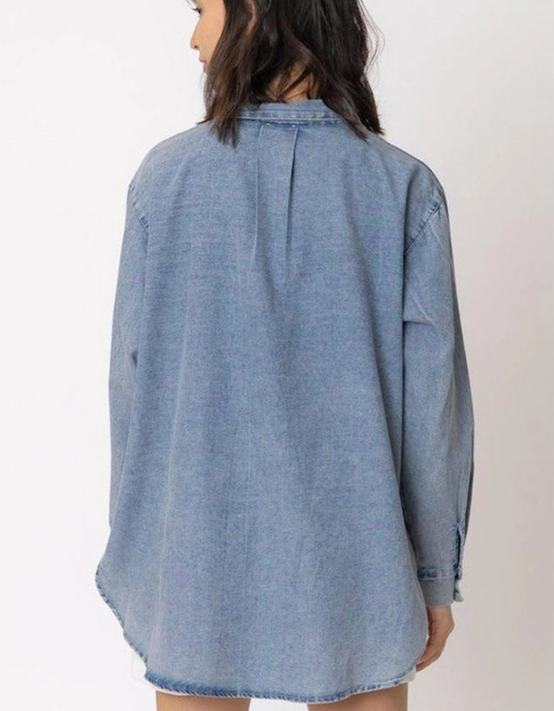 Sky Blue Vintage Washed Chest Pocket Denim Shirt