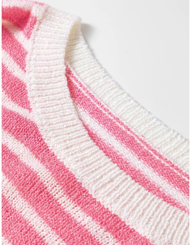 Multicolour Striped Exposed Seam Colorblock Patchwork Plus Size Sweater