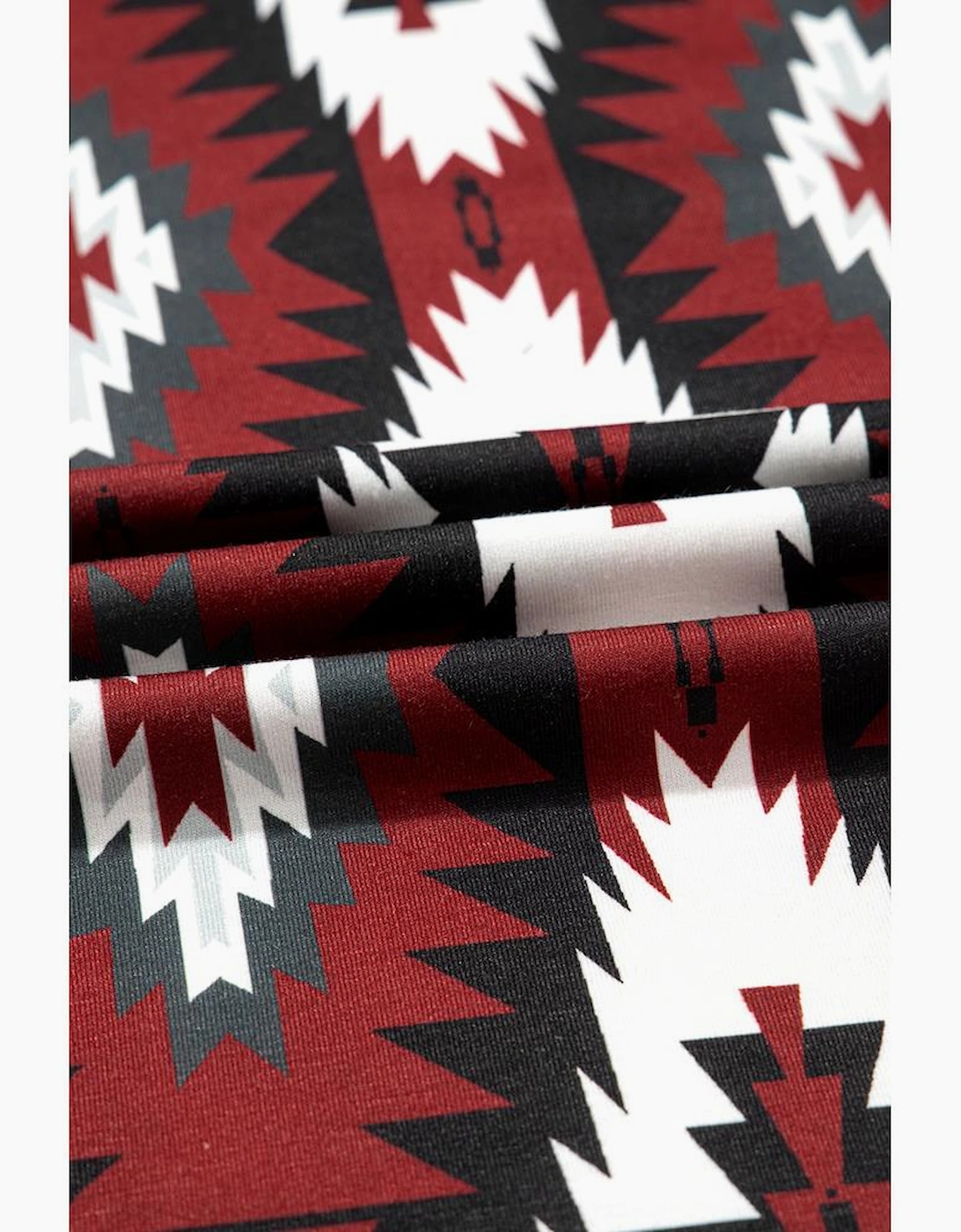 Red Western Aztec Printed Long T-shirt Dress