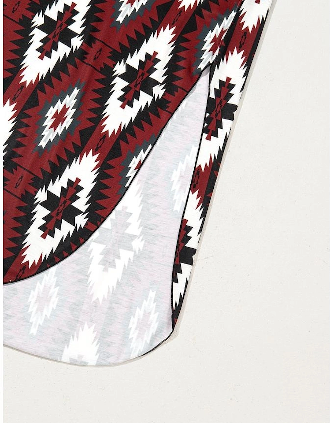 Red Western Aztec Printed Long T-shirt Dress