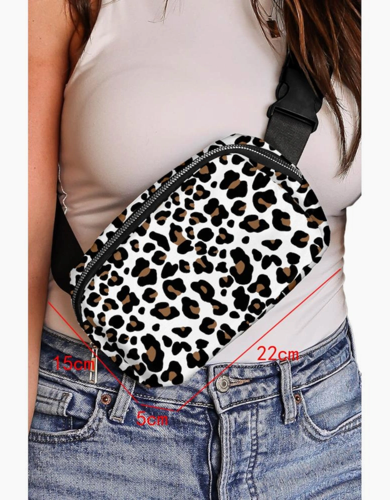 White Cheetah Print Multi Interlayer Zipped Crossbody Bag