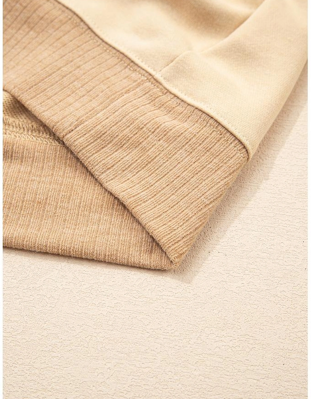 Light French Beige Aztec Patchwork Raglan Pullover Sweatshirt