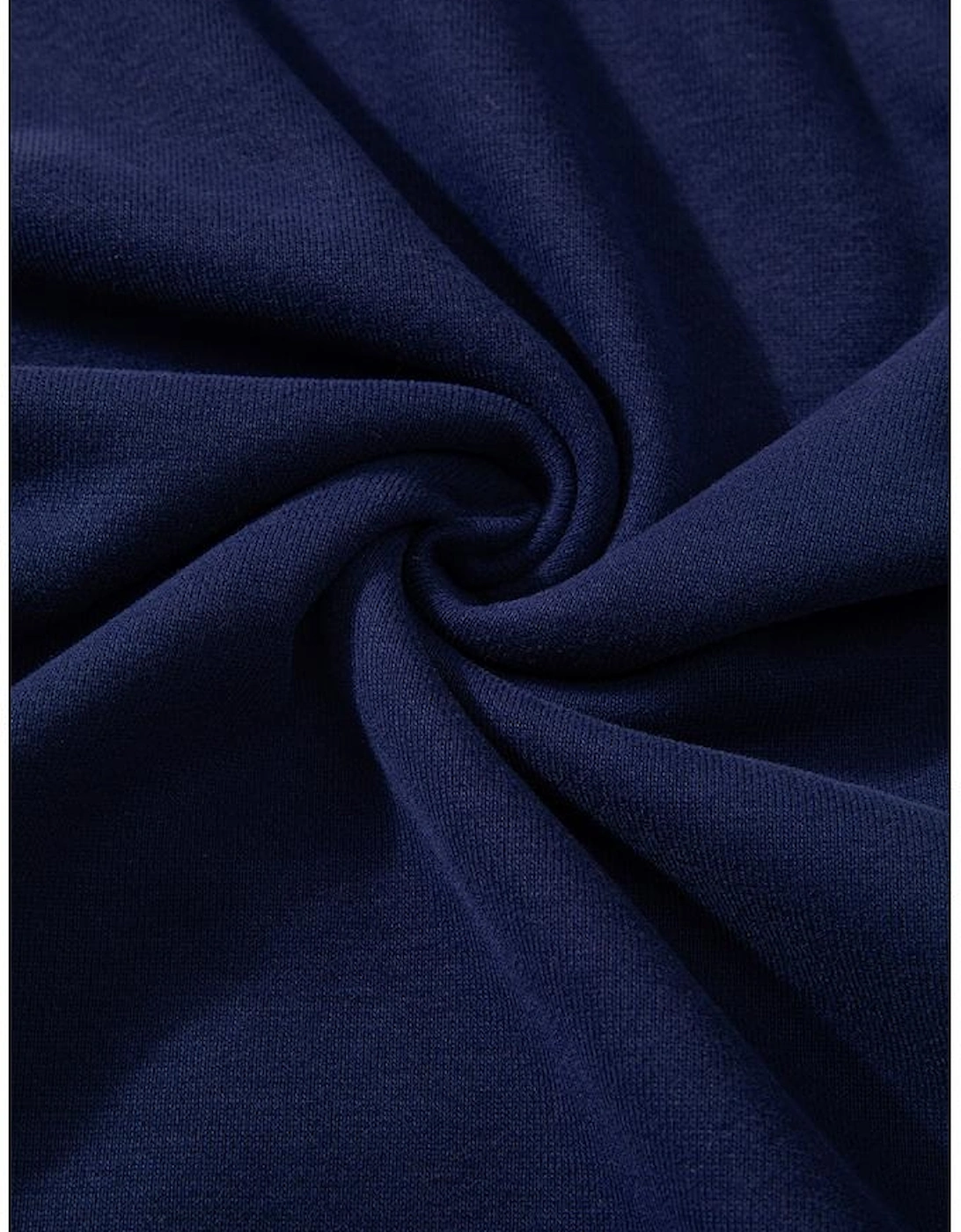 Navy Blue Solid O Neck High Low Hem Pullover Sweatshirt