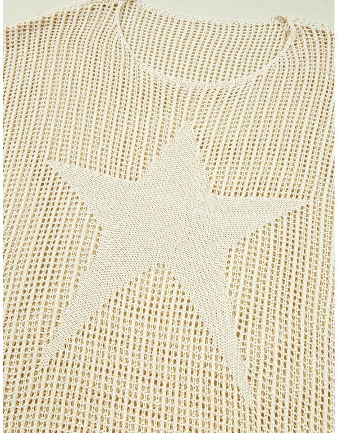 Parchment Hollow Out Knit Star Pattern Accent Plus Size Jumper