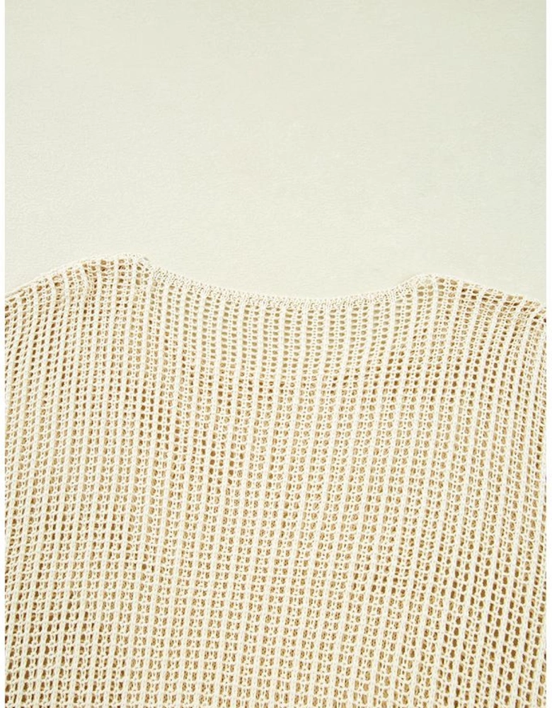 Parchment Hollow Out Knit Star Pattern Accent Plus Size Jumper