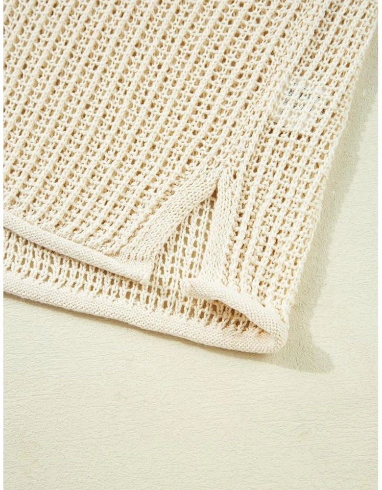 Parchment Hollow Out Knit Star Pattern Accent Plus Size Jumper