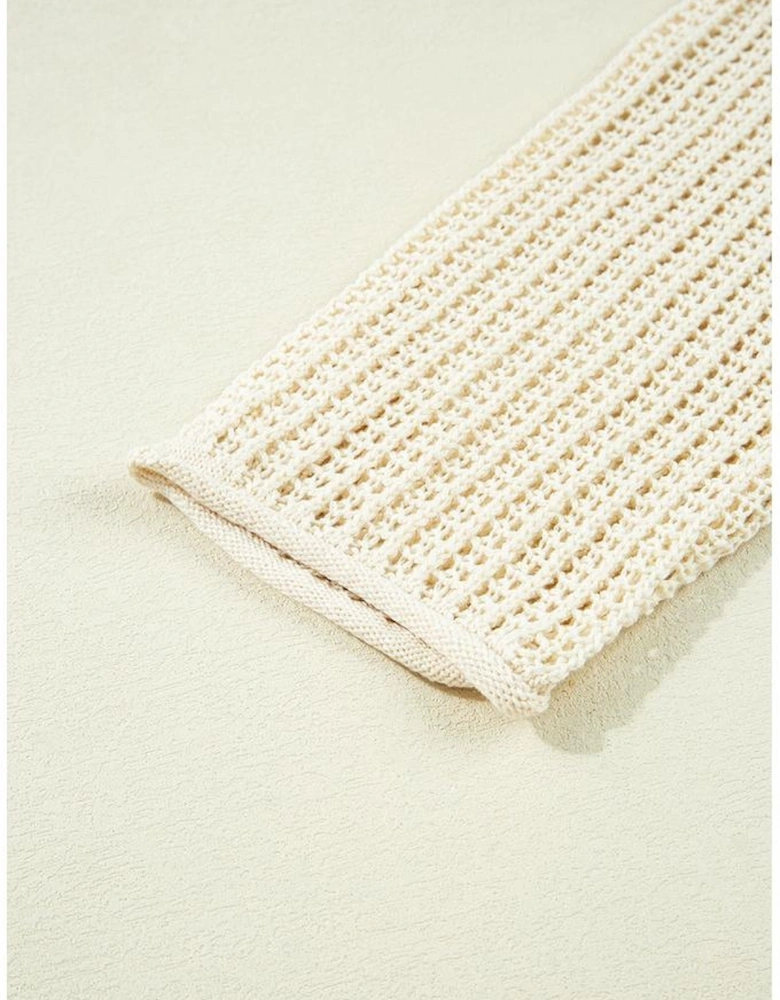 Parchment Hollow Out Knit Star Pattern Accent Plus Size Jumper