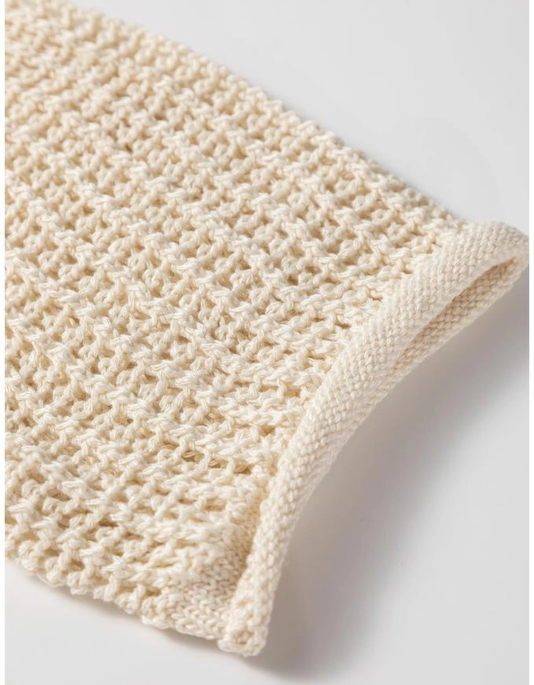 Parchment Hollow Out Knit Star Pattern Accent Plus Size Jumper