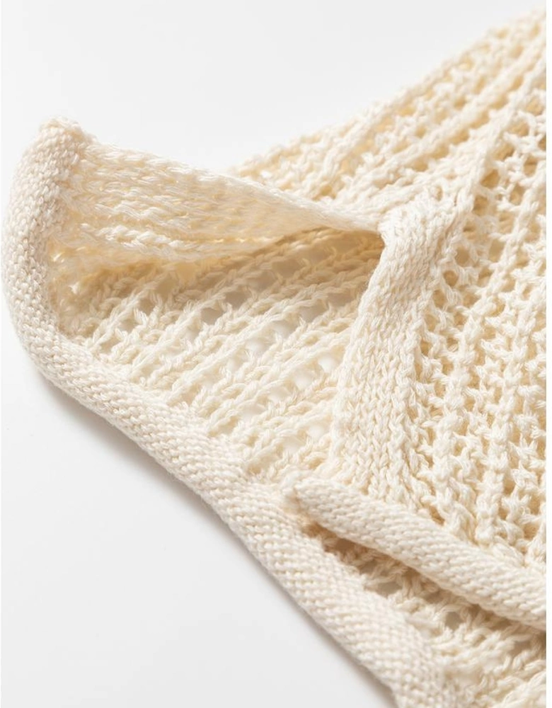 Parchment Hollow Out Knit Star Pattern Accent Plus Size Jumper