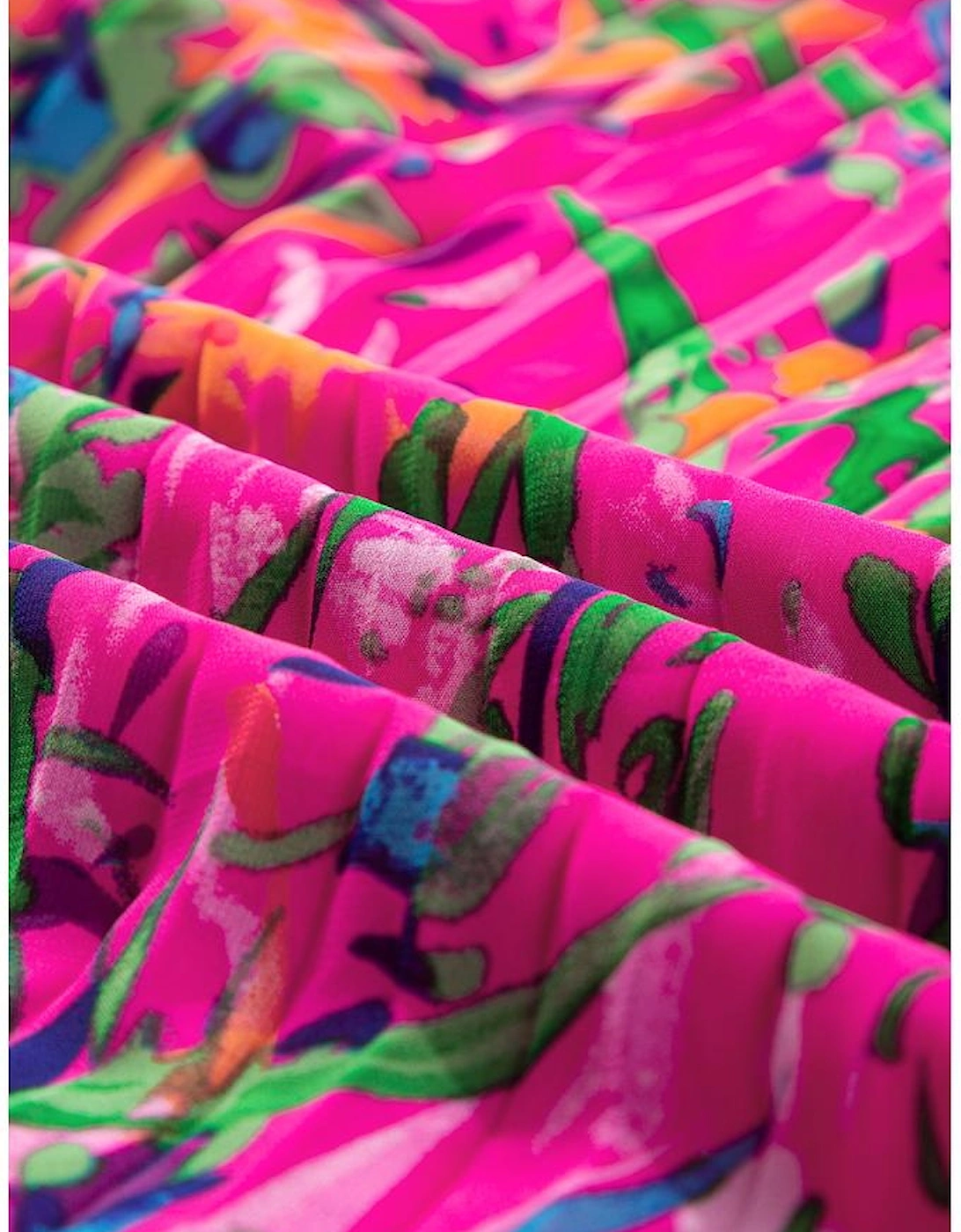 Rose Plus Size Abstract Floral Print Pleated Loose Dress