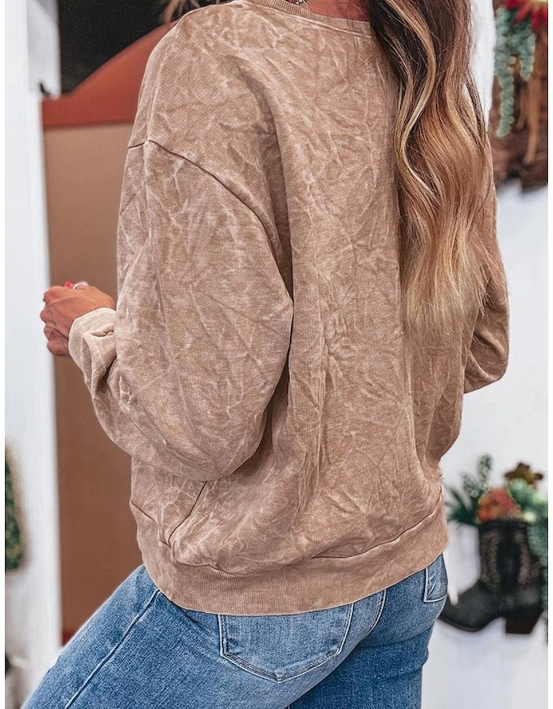 DUNE saved by grace Letter Embroidery Mineral Wash Loose Sweatshirt, 13 of 12