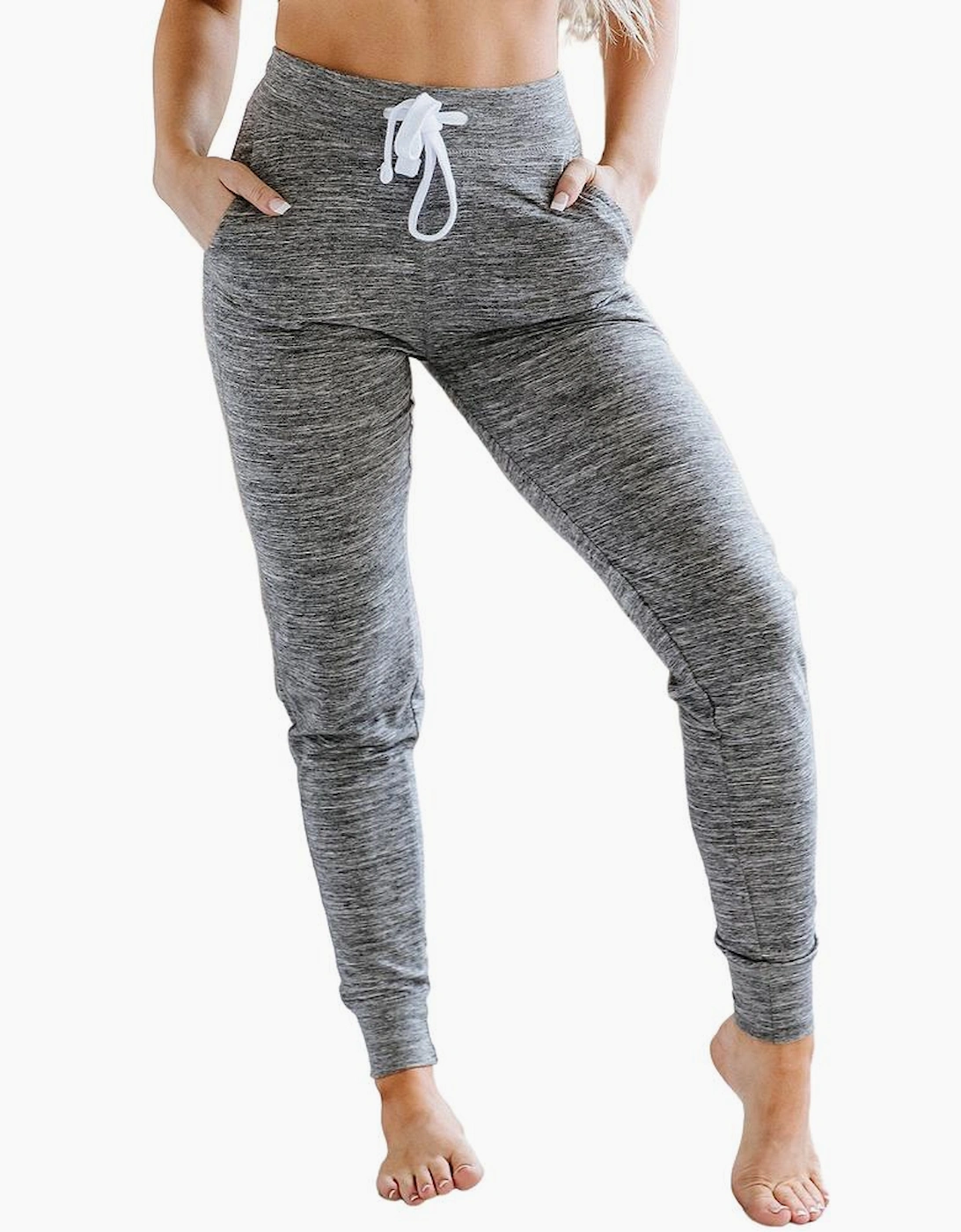 Gray Drawstring Waist Pocketed Joggers