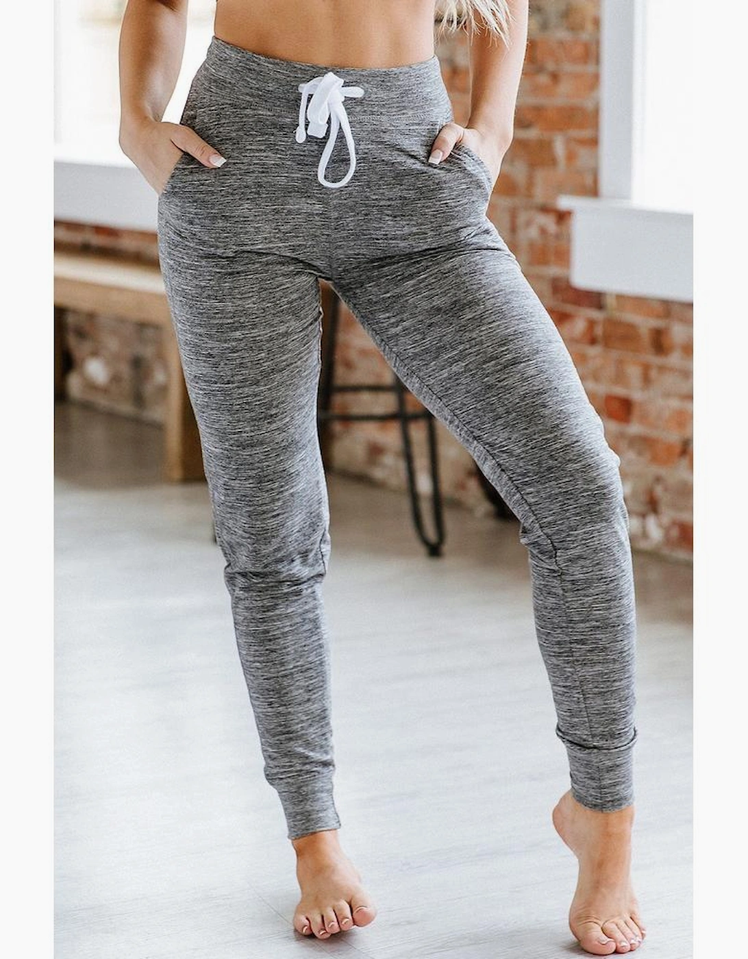 Gray Drawstring Waist Pocketed Joggers, 3 of 2
