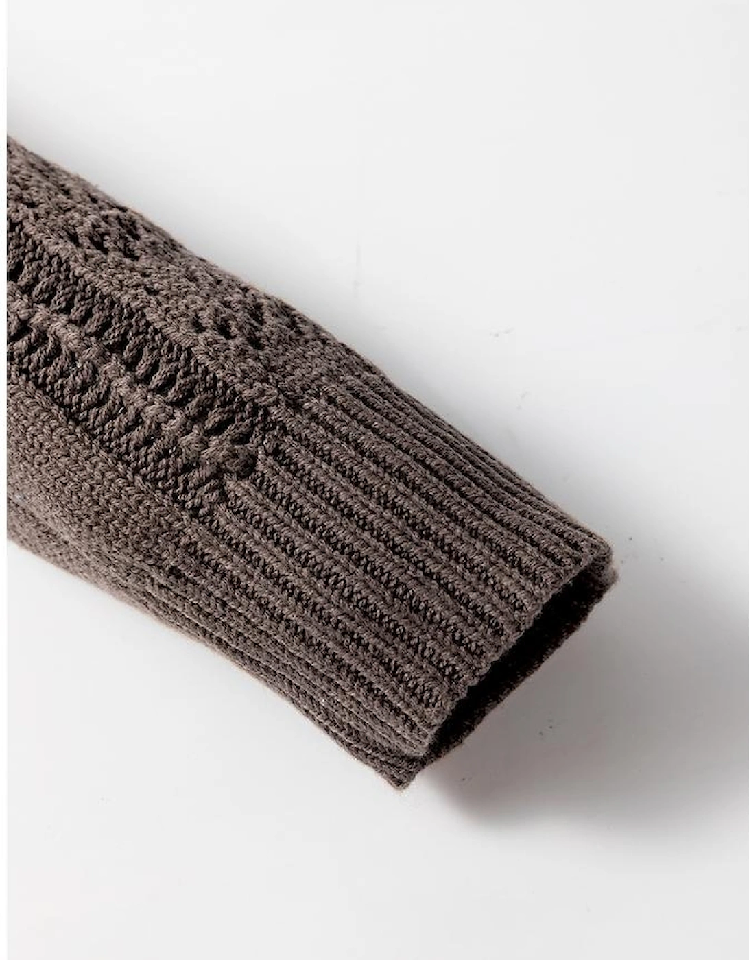 Dark Khaki Open Knit Drop Shoulder Sweater Cardigan