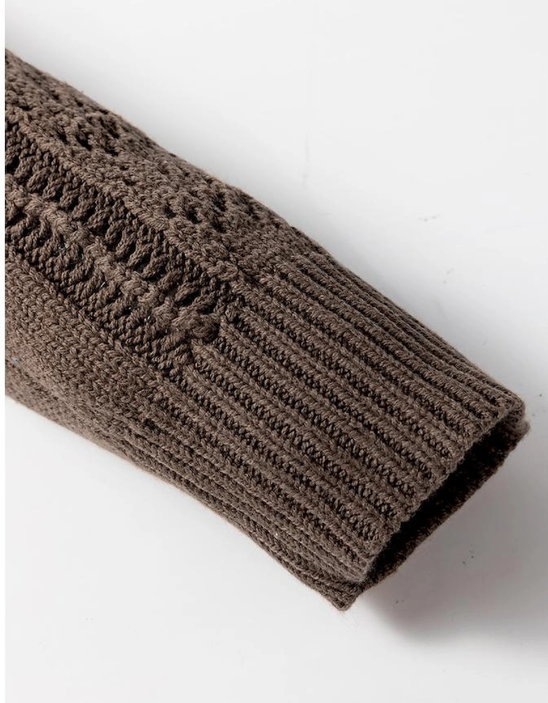 Dark Khaki Open Knit Drop Shoulder Sweater Cardigan