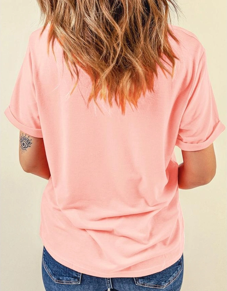 Pink He is Risen Easter Bunny Leopard Cross Graphic Tee