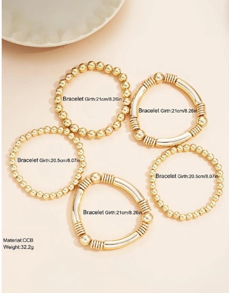 Azura Exchange Gold Layered Plated Alloy Beaded Elastic Bracelet Set