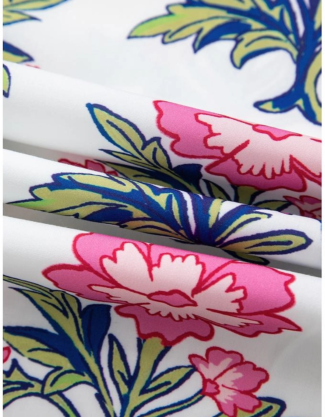 White Floral Colorblock Stripe Knot Bubble Sleeve V Neck Blouse