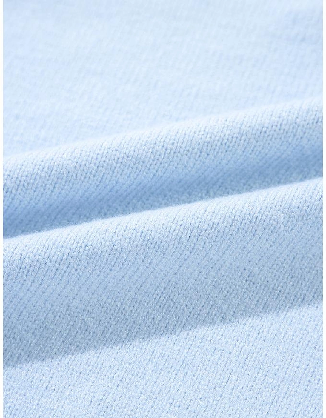 Beau Blue Flower Detail Knitted Notched Neck Sweater