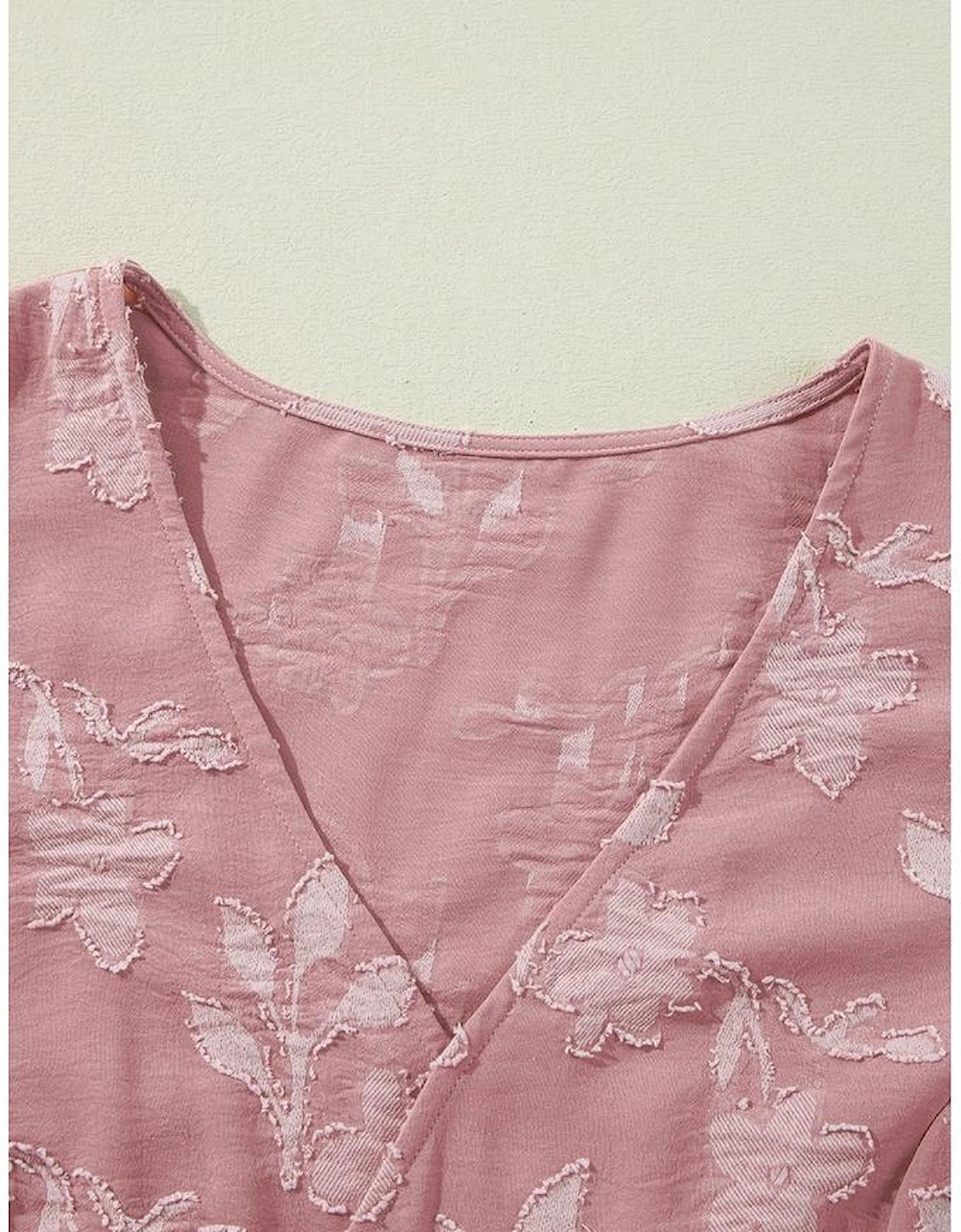 Peach Blossom Floral Surplice V Neck Tiered Ruffled Plus Size Dress