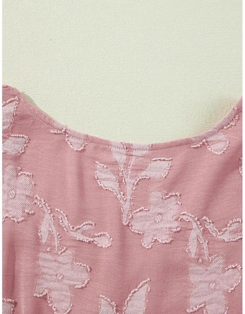 Peach Blossom Floral Surplice V Neck Tiered Ruffled Plus Size Dress