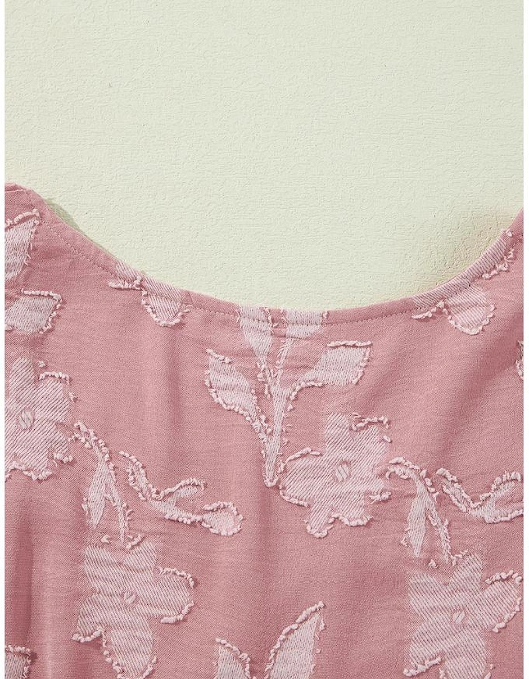 Peach Blossom Floral Surplice V Neck Tiered Ruffled Plus Size Dress