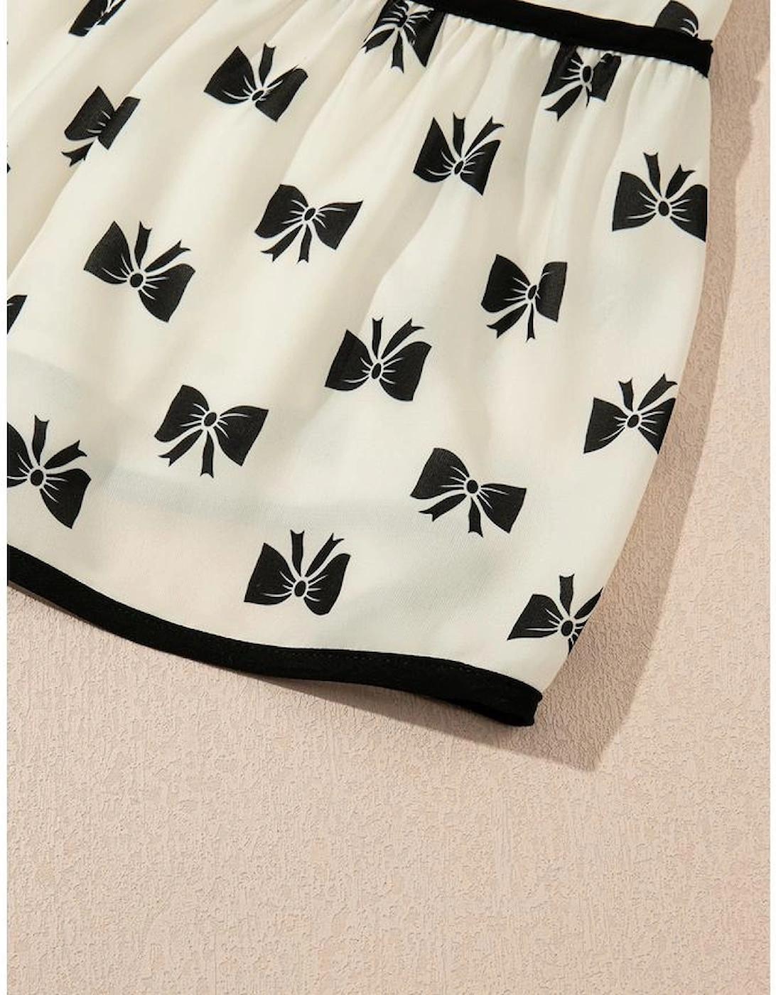 White Bow Knot Color Contrast Trim Knotted Shoulder Mini Dress