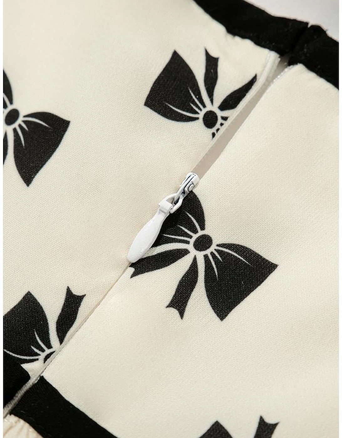 White Bow Knot Color Contrast Trim Knotted Shoulder Mini Dress