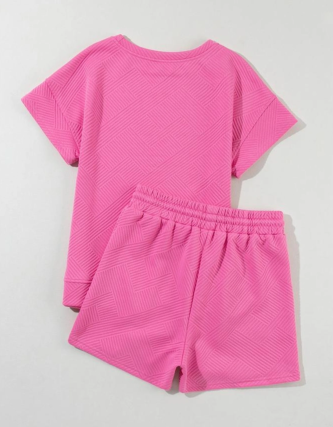 Strawberry Pink Sequined MAMA Letter Graphic Textured Short 2pcs Set