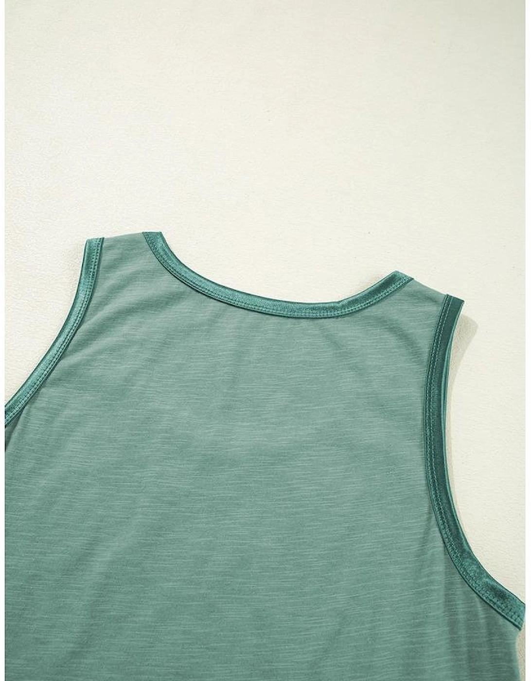 Mist Green Metallic Sheen Edge Scoop Neck Tank Top