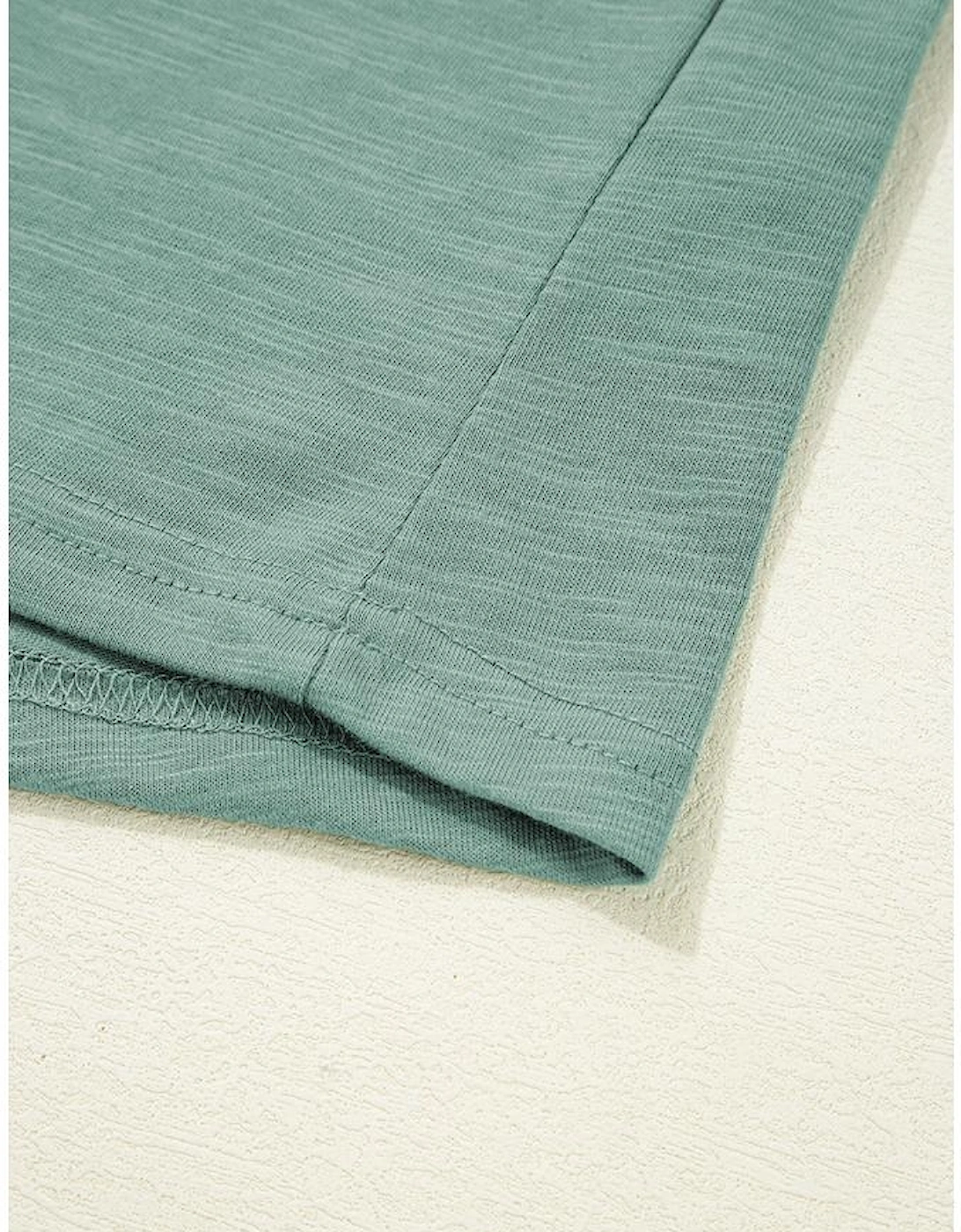 Mist Green Metallic Sheen Edge Scoop Neck Tank Top