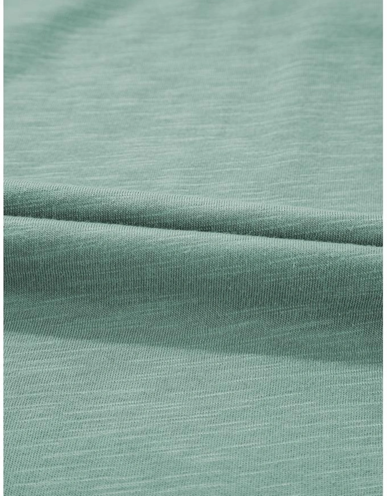 Mist Green Metallic Sheen Edge Scoop Neck Tank Top