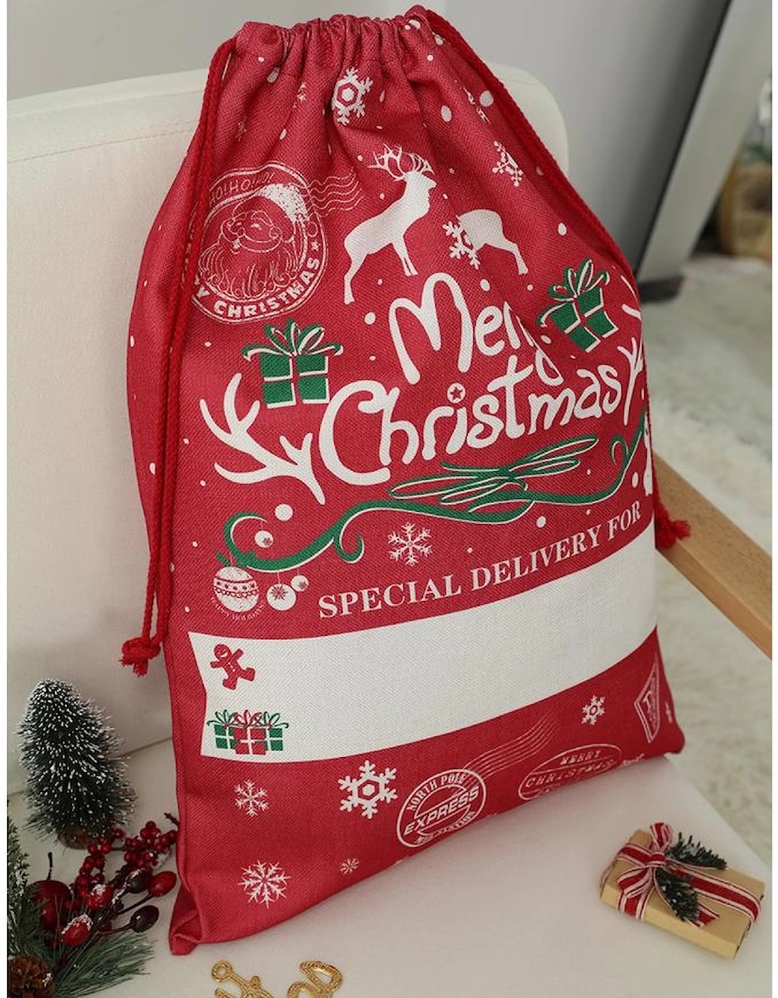 Azura Exchange Christmas Drawstring Large Gift Bag 50*66cm