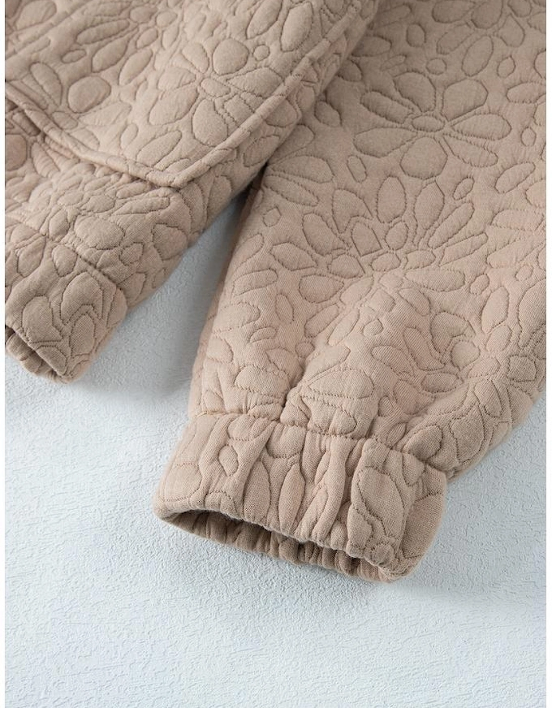 Light French Beige Floral Quilted Jacket