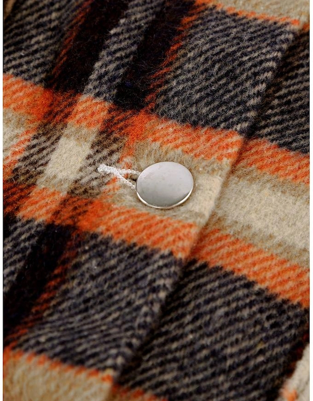 Orange Geometric Plaid Print Pocketed Shacket