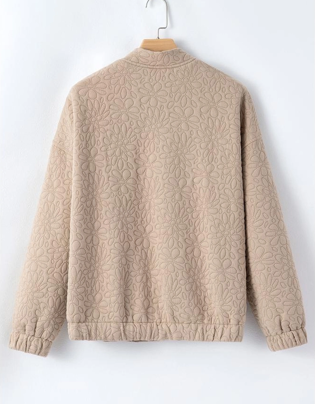 Light French Beige Floral Quilted Jacket