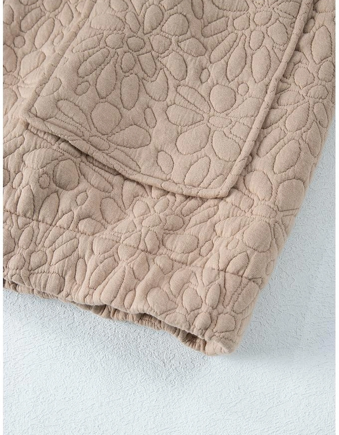 Light French Beige Floral Quilted Jacket