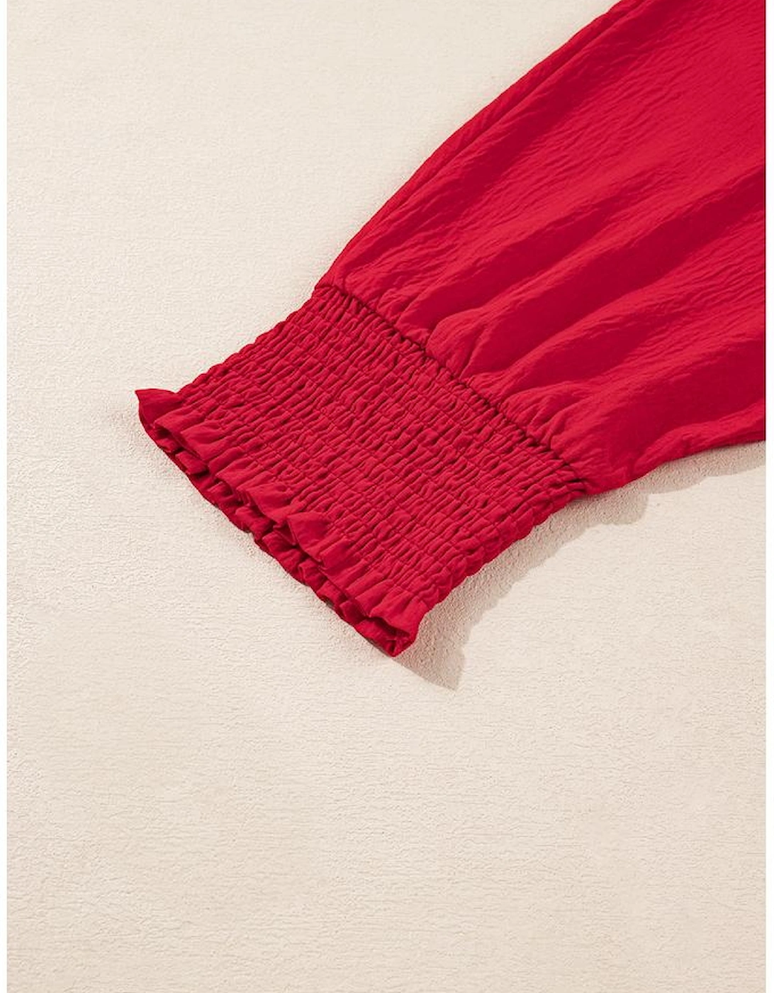 Fiery Red Plus Size Smocked Cuff Dolman Oversized Tunic Blouse