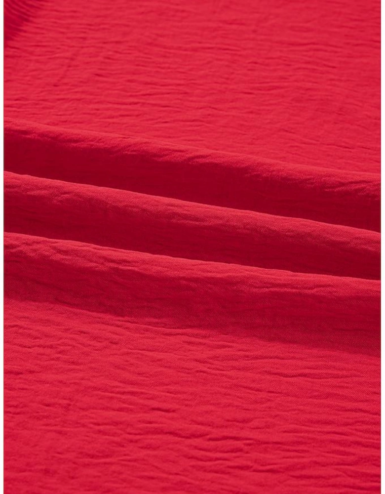 Fiery Red Plus Size Smocked Cuff Dolman Oversized Tunic Blouse