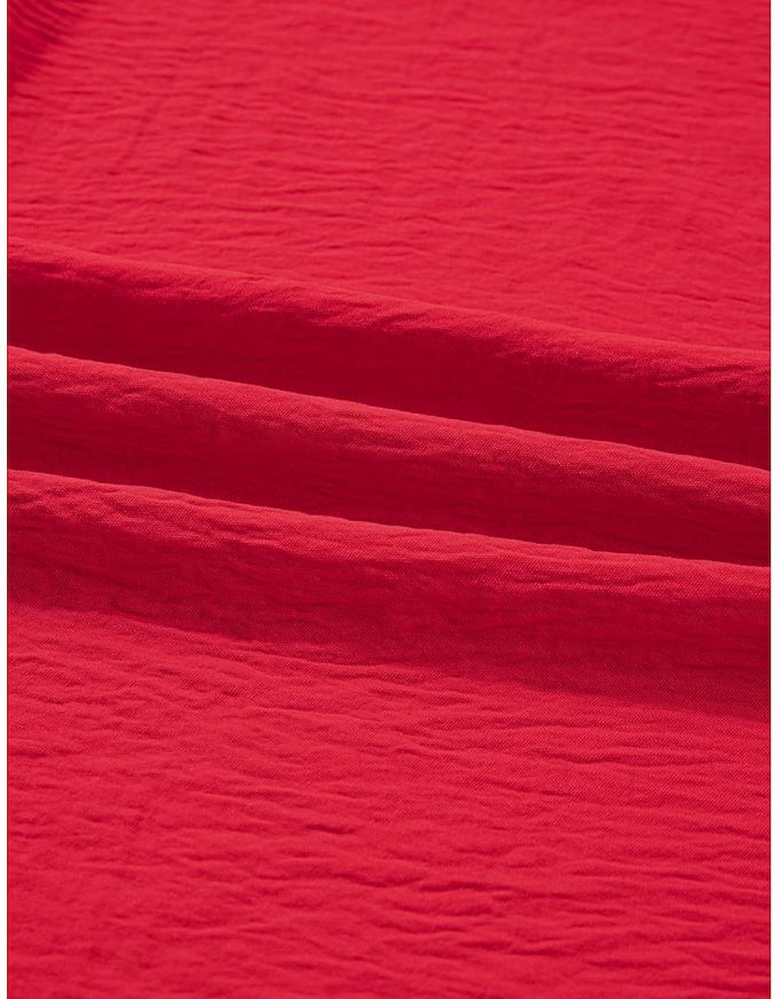 Fiery Red Plus Size Smocked Cuff Dolman Oversized Tunic Blouse