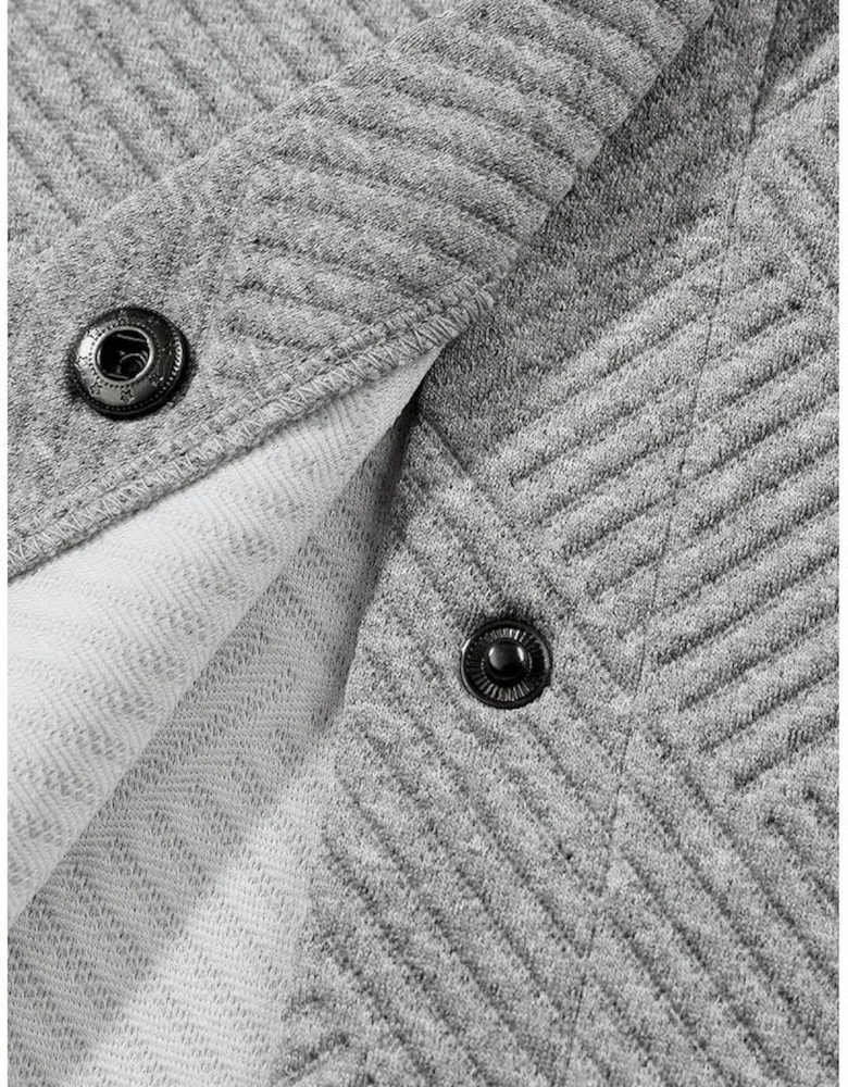 Gray Solid Textured Flap Pocket Buttoned Shacket