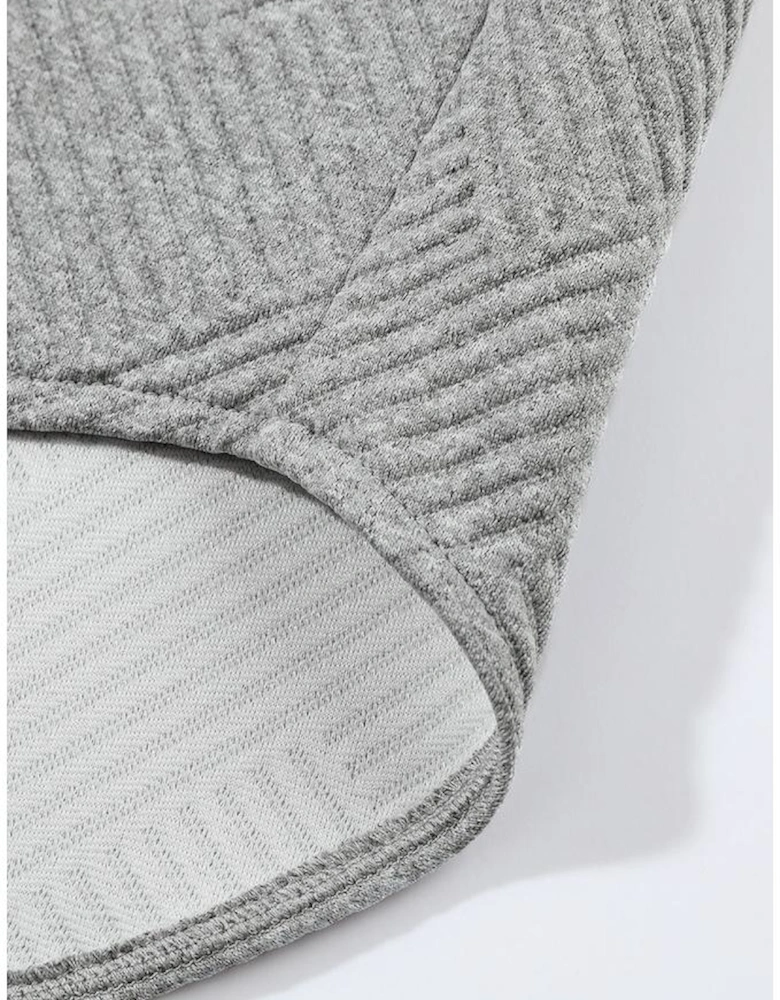 Gray Solid Textured Flap Pocket Buttoned Shacket