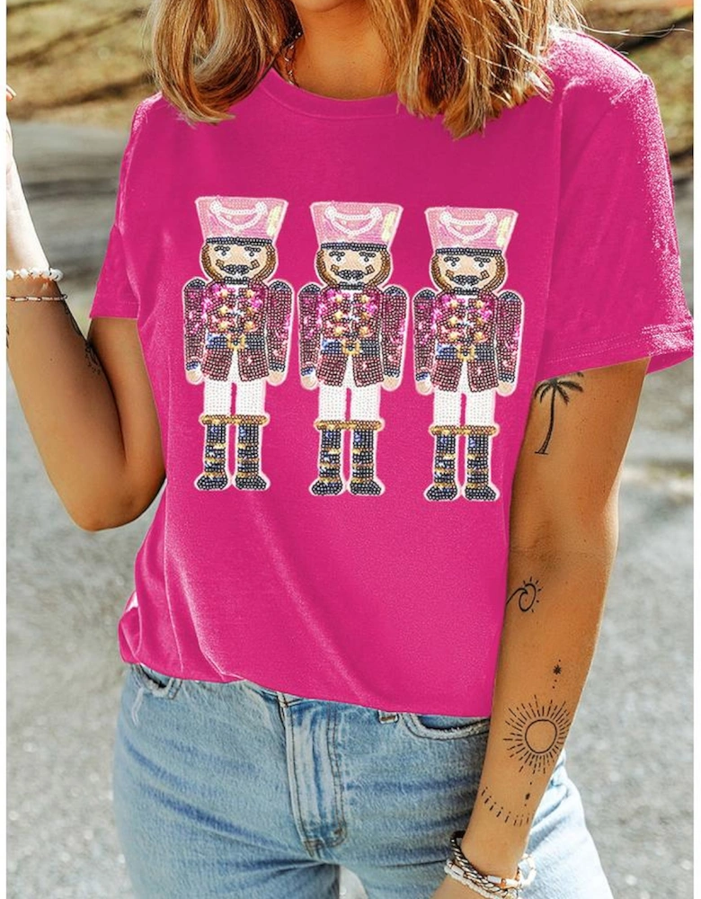 Rose Red Nutcracker Graphic Christmas Holiday T Shirt